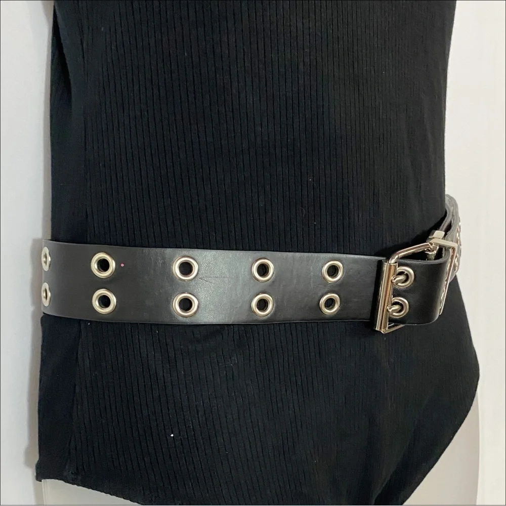 Reversible Belt | Black/Iridescent Silver - Glam Rocker Punk Edgy Chic